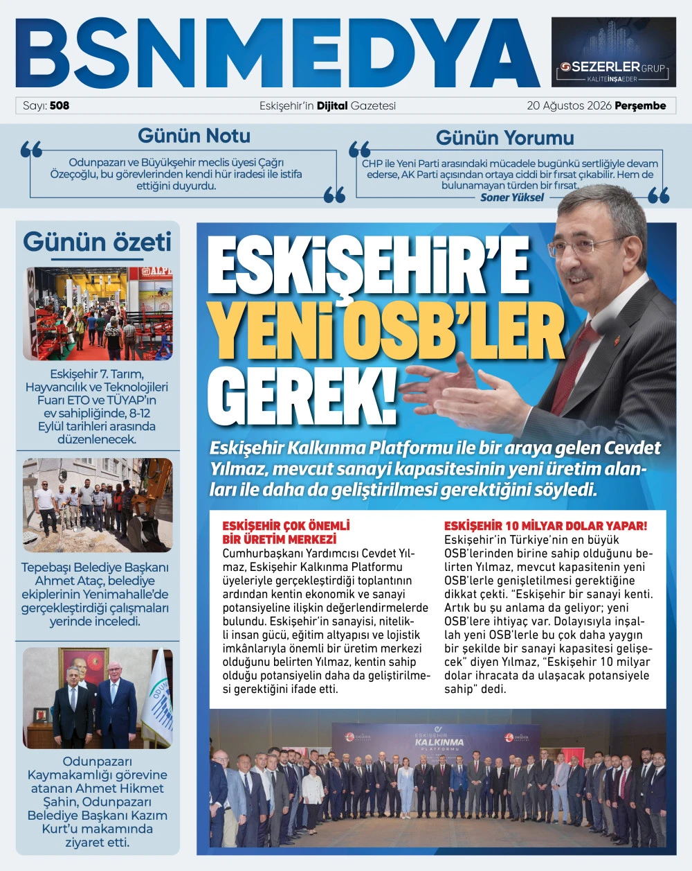 508_bsnmedya_eskisehir_haber_bsngazete_cevdet_yilmaz_yeni_osb_gerek