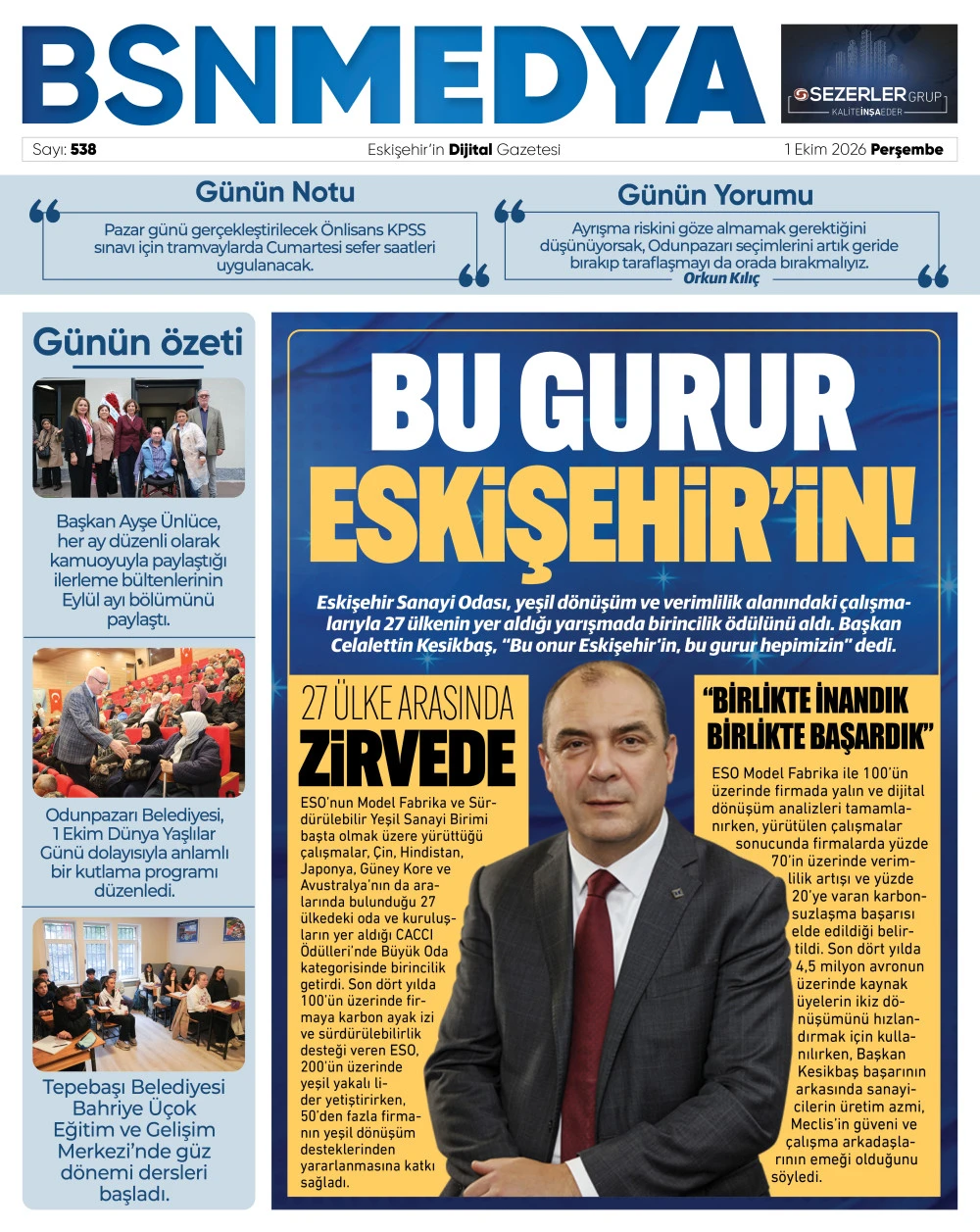 Bu gurur Eskişehir'İn