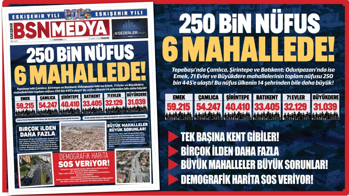 250 bin n&uuml;fus 6 mahallede!